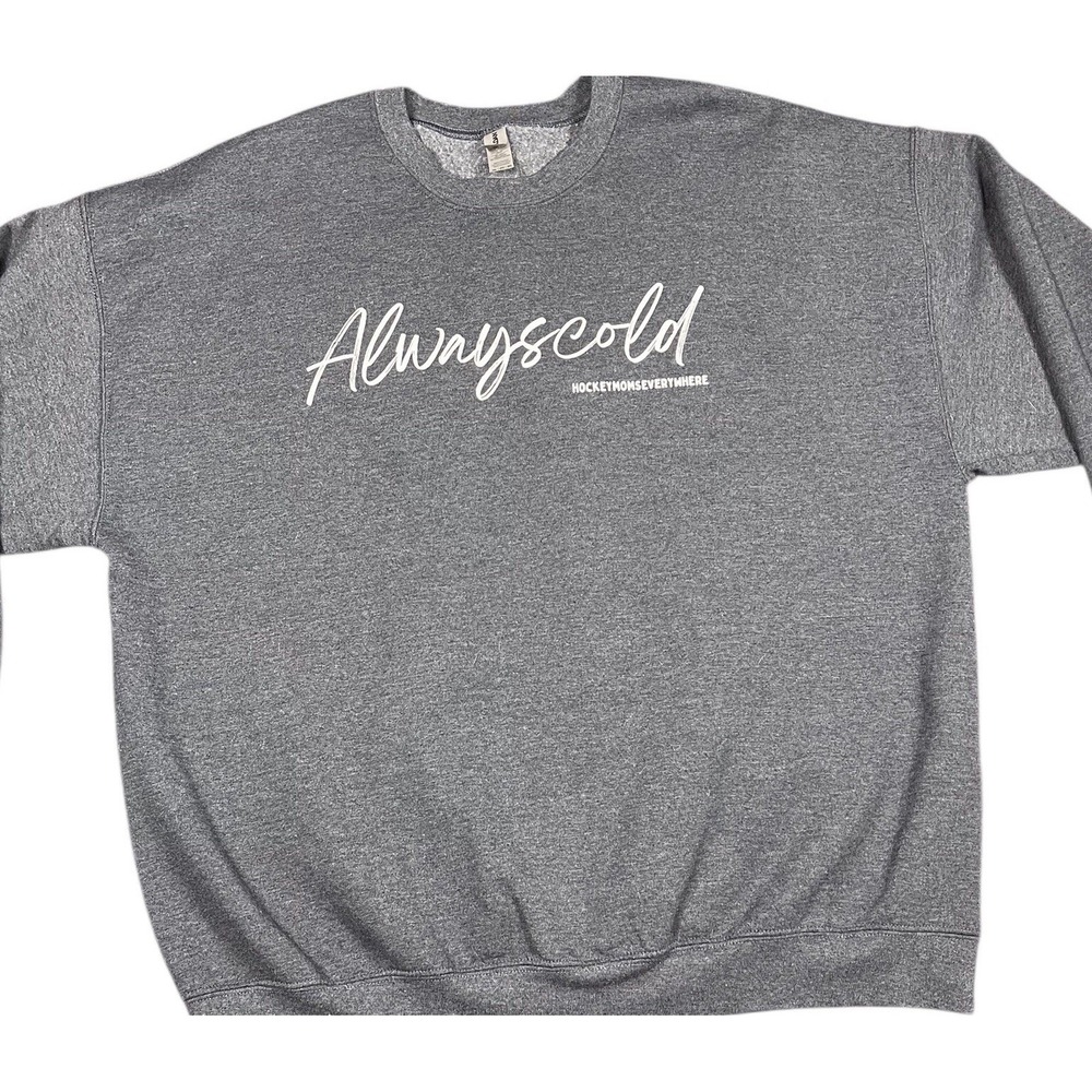 Gildan Womens 2XL Always Cold Hockey Moms Everywhere Graphic Sweatshirt Gray